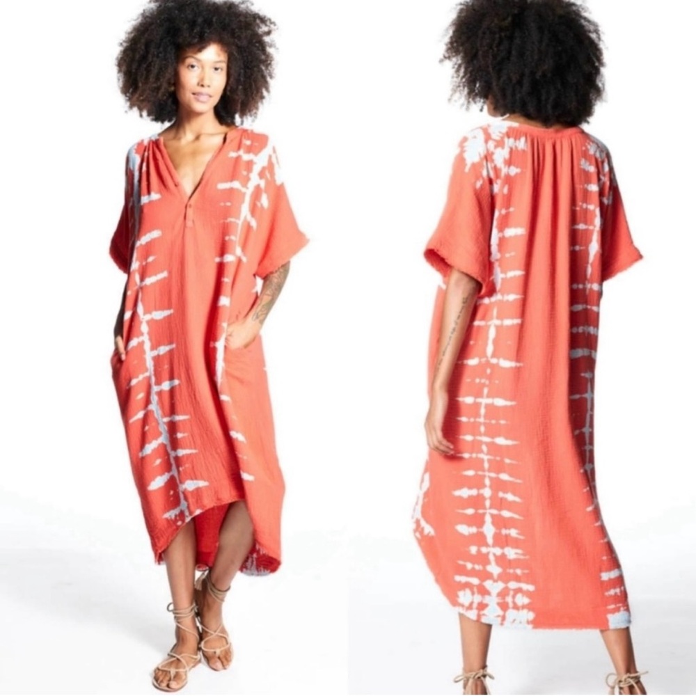 Young Fabulous & Broke Orange Tie-Dye High Low Dress